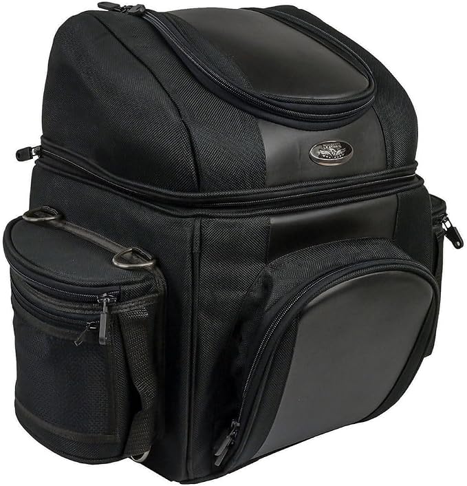 Milwaukee Leather SH682 Medium Black Motorcycle Textile Sissy Bar Travel Bag - Medium