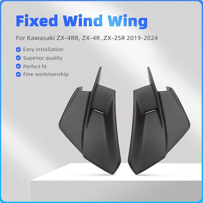 Motorcycle Winglets Wind Deflector Fairing Kits for Kawasaki Ninja ZX-4RR ZX-4R ZX-25R 2019-2024 Winds Spoiler Trim Exterior Adhesive Accessories (Matt Black)
