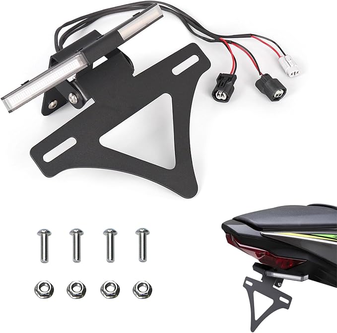 Motorcycle Fender Eliminator Kit Rear License Plate Holder with LED Light Fit for Kawasaki Ninja 636 ZX 6R ZX6R ZX-6R 636 2024 2025 Tail Tidy with Tail rack bracket Turn Signal Indicator
