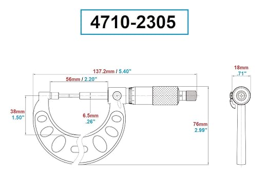 HHIP 4710-2305 0-1" Spline Micrometer