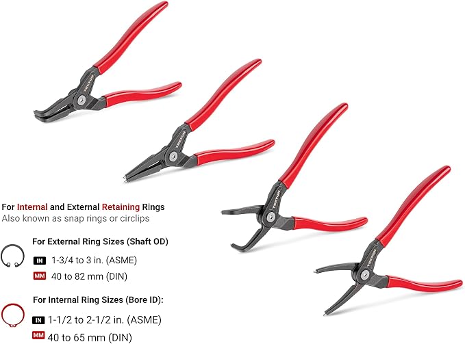 TEKTON 9 Inch Retaining Ring Pliers Set, 4-Piece | PRR90020