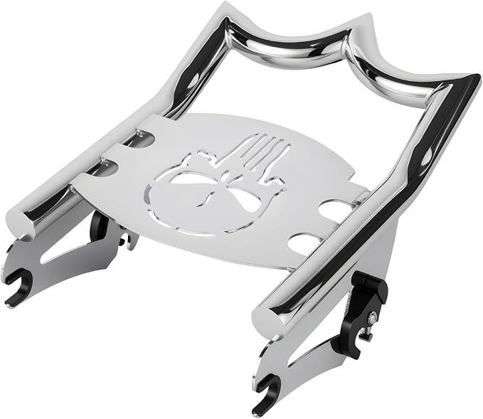 Crown Detachable Luggage Rack for Harley Touring 2009-2026 Street Road Electra Glide/Road King, Chrome（Skull）
