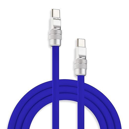 chubbycable Chubby 2.0 USB C 240W Fast Charging Cable Silicone Soft Durable USB C Cable Extra Thick Charger Cord Compatible with iPhone 17-15 Series iPad, Dark Blue, Type-C to Type-C, 9.8FT