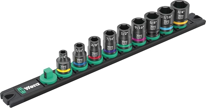 WERA - 05005452001-9608 Magnetic Rail B Impaktor Imperial 1, 9 Pieces