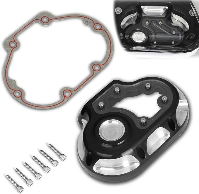 Clarity Transmission Side Cable Clutch Cover for Harley Dyna Street Bob Softail Fat Boy FLSTF 07-17 FLHTC FLHTCU Street Glide FLHX 07-13 (Contrast Cut)