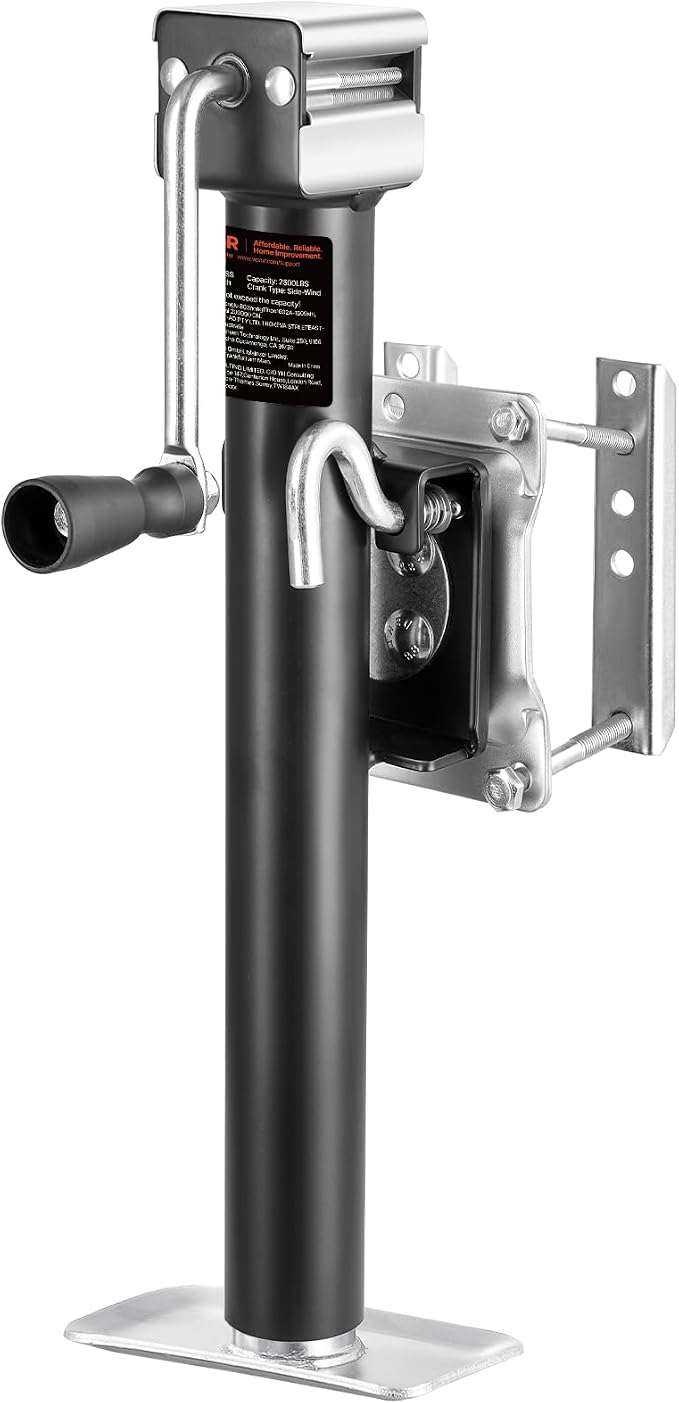 VEVOR Trailer Jack, 2500 lbs Dynamic Load Capacity, Heavy Duty Swivel Bolt-on Trailer Jack with Ergonomic Handle, 15-inch Vertical Travel, Suitable for RV, Horse, Utility, Camping and Yacht Trailers