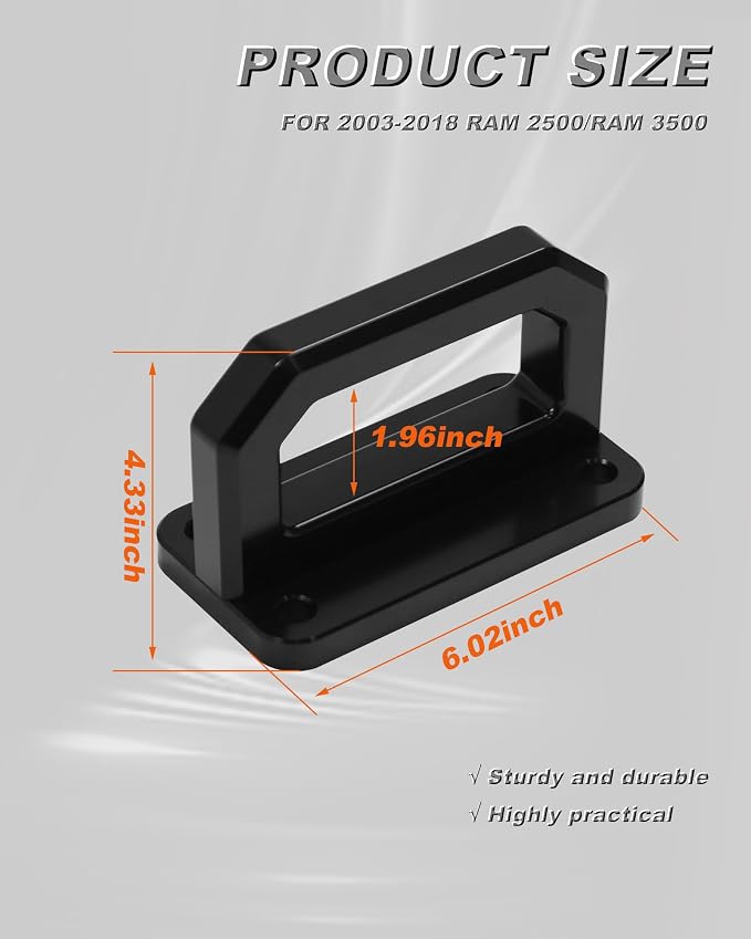 Front Tow Hooks, D-Ring Shackle Compatible with 2003-2018 Ram 2500 3500 2WD & 4WD - Replace OEM 68171791AA, 52020587AB (Black)