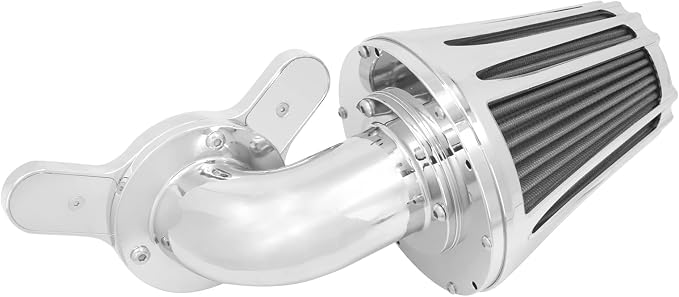 Motorcyle Air Cleaner Filter CNC 90° Forward-Facing Kit Fit for Harley Softail Touring Trike Sportster XL Dyna (Chrome Housing Grey Element, C For Touring 08-16,Softail 16-17,Trike 08-16)
