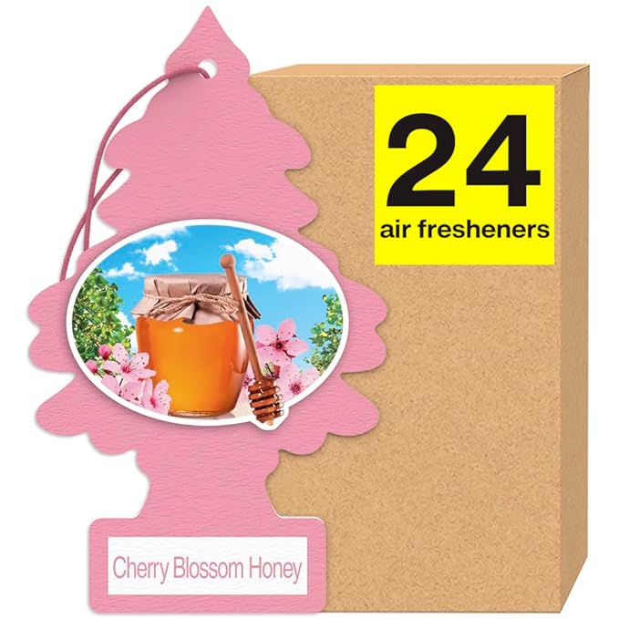 LITTLE Air Fresheners Car Air Freshener. Hanging Tree Provides Long Lasting Scent for Auto or Home. Cherry Blossom, 24 Air Fresheners (Pack of 6)