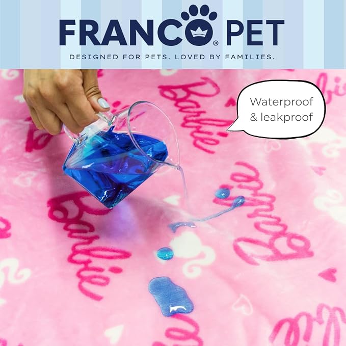 Barbie Waterproof Dog Bed Cover, Large 40x50 Pet Blanket for Furniture Bed Couch Sofa, (Officially Licensed) by Franco