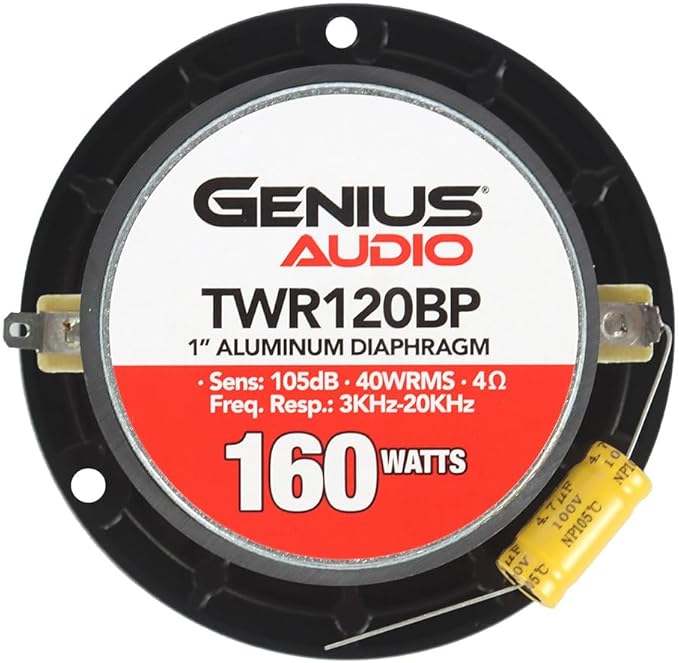Genius Audio TWR120BP 3.8" Super Bullet Tweeter Ferrite 1" Vc 160W 4 Ohm (2 Speakers Included)