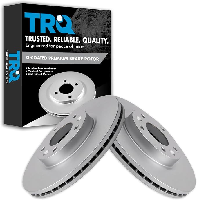 TRQ Front Brake Rotor Set G Coated Vented Compatible with 2006-2012 Ford Fusion 2007-2012 Lincoln MKZ 2006 Lincoln Zephyr 2006-2013 Mazda 6 2006-2011 Mercury Milan