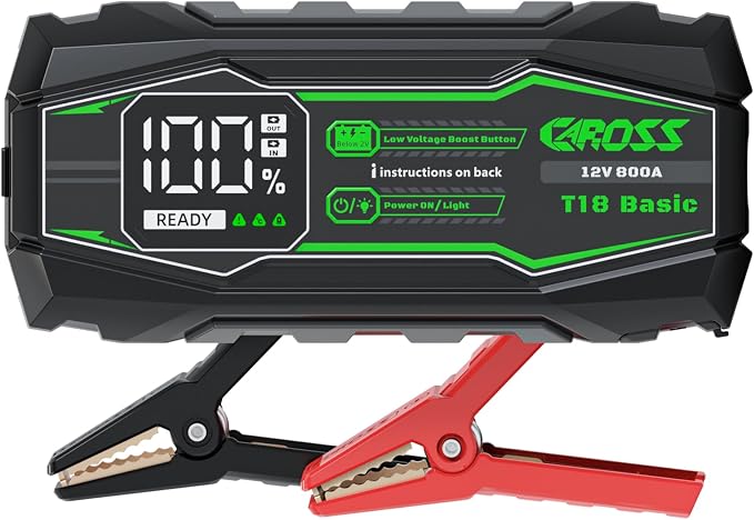 CAROSS T18 Basic Car Battery Jump Starter - 800A Jump Starter for Up to 6.0L Gas and 3.0L Diesel Engines