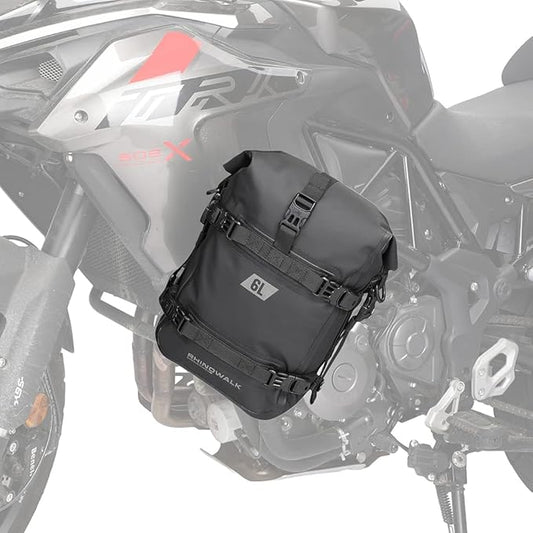 Rhinowalk Motorcycle Front Bumper Bag Tail Bag Motorbike Side Bag 6L Full Waterproof Moto Saddle Pannier Bag Professional Motor Accessories-Black