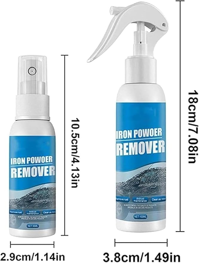 Iron Powder Remover Spray, Multi-Functional Quick-Acting Rust Removal Spray, Portable Rust Remover Sprays for Metal, Fast-Acting Formula & Easy Application for Vehicles, Tools (2pcs)