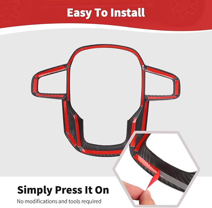 for Sierra Steering Wheel Panel Trim Sticker for GMC Sierra 2019 2020 2021 2022 2023 2024-Present Black Carbon Fiber Interior Accessories 1pc