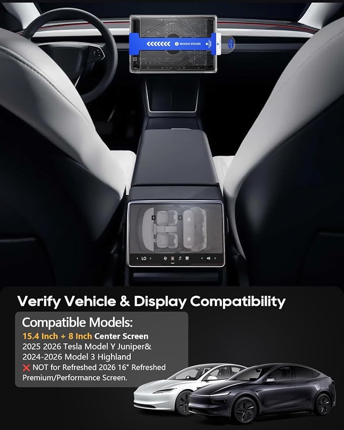 LFOTPP [2-Pack] Anti-Glare Screen Protector (15.4" & 8") for 2024-2026 Tesla Model 3 Highland & 2025-2026 Model Y Juniper, Fit Standard 15.4", Not fit Refreshed 16" Screen
