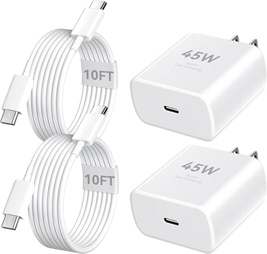 iPhone 17 16 15 Pro Max Charger Fast Charging, 45W USB C iPhone Charger Fast Charging Cable 10FT Long Type C Chargers Block Compatible with iPhone 17 Pro Max/17 Pro/17/16/16 Pro Max/15 Pro Max