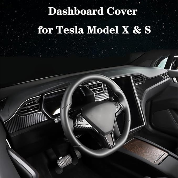 OBL Center Console Dashboard Cover for Tesla Model X Model S 2014-2020 Car Interior Accessories ABS Imitation Carbon Fiber Inner Decoration - Middle Control Trim (Pack of 3)