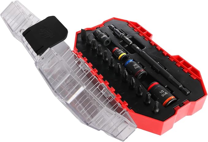 Malco KITCRB C-RHEX Socket Install Kit with Premium Case -Cleanable Reversible Hex Sizes (1/4"-9/16"), 2 Magnetic Shafts, 12 Impact-Rated Bits