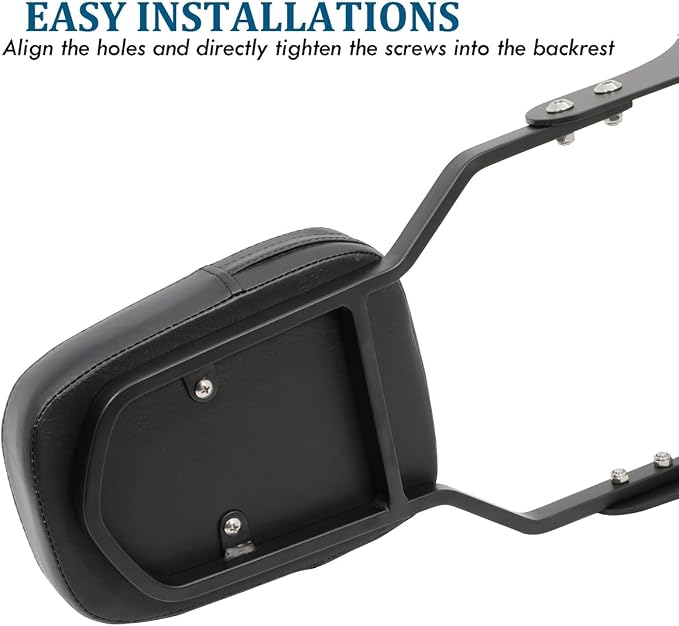 Passenger Sissy Bar Rear Backrest Pad for Harley Street Bob FXBB Softail Slim FLSL Deluxe FLDE Heritage Classic FLHC FLHCS 2018-2023, Black