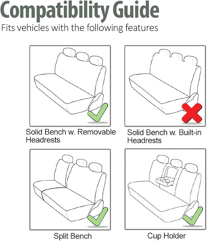FH Group Highest Grade Faux Leather Split Bench Seat Cover, Rear Set – Universal Fit for Cars Trucks & SUVs (Orange/Black) PU008013