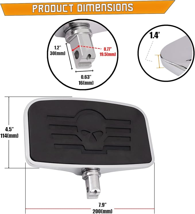 Kinglemc Front Rear Rider Passenger Floorboard FootPeg for Victory/Indian (Skull, Silver)