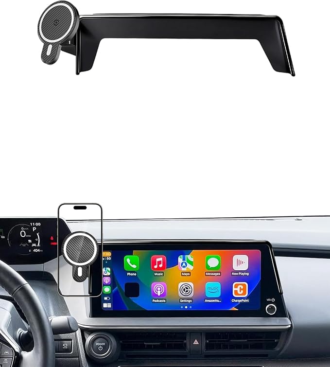 PZK Car Phone Holder for Toyota Prius 2023 2024 2025 XLE/Limited Accessories 12.3-Inch Screen Fixed Clip Magnetic 15W Fast Wireless Charger Car Phone Mount with Sunglasses Storage Box 360° Rotatation