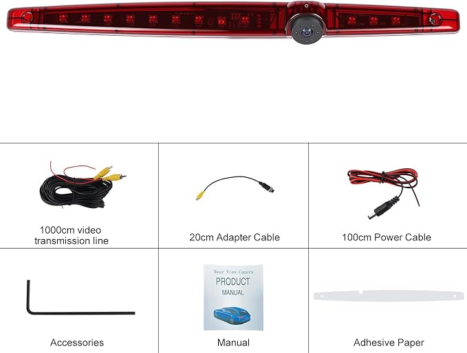 Back up Camera for Ford Transit 2012 2013 2014 2015 High Mount Third Brake Light Backup Camer IP67 Waterproof Reverse Camera with 140°Viewing Angle Night Vision Rear View Camera