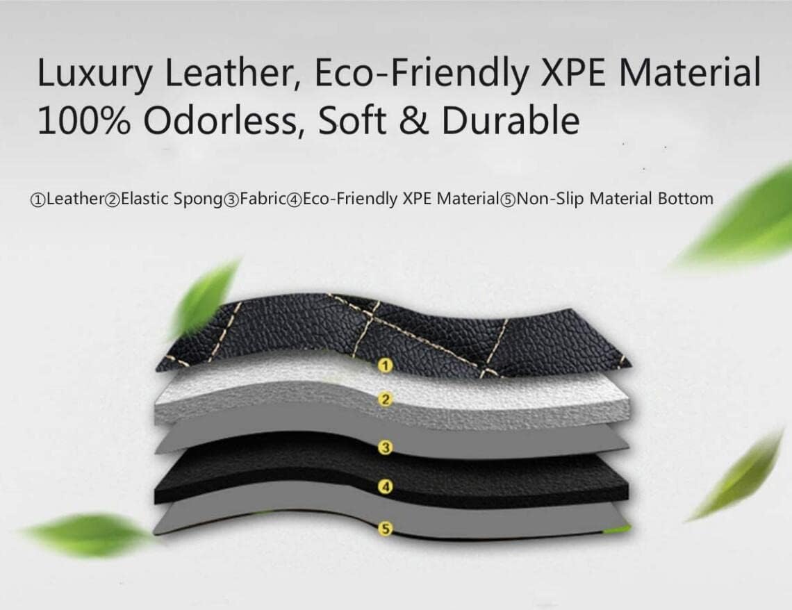 Custom All-Weather Protection Leather Car Floor Mats for Cars Sedan SUV Sports Car Waterproof Floor Mat (Black+Wine red)