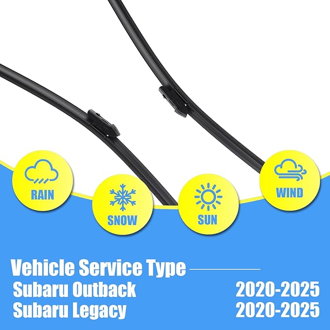Gavimnal® 26"+18"+16" Silicone Wiper Blades Replacement For Subaru Outback Legacy 2020-2025,All-Season Front Rear Windshield Wiper Blades(Set of 3)