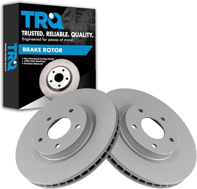 TRQ Front Brake Rotor Set G Coated Vented Compatible with 2008-2013 Nissan Rogue 2014-2015 Rogue Select 2007-2012 Sentra