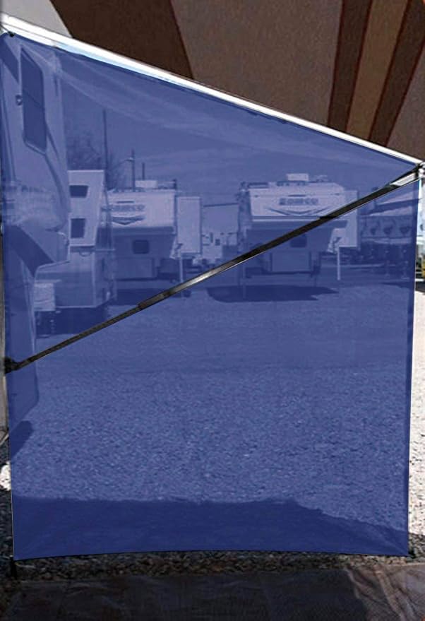 Tentproinc RV Awning Side Sun Shade Screen 9'X7' Mesh Sunshade for Motorhome Camping Trailer Awning Sunscreen Screenshade Block UV Glare Sunblocker - 3 Year Warranty (Navy Blue)