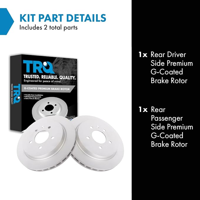 TRQ Rear Brake Rotor Set G Coated Vented Compatible with 2003-2007 Cadillac CTS 2003-2004 Seville 2005-2011 STS
