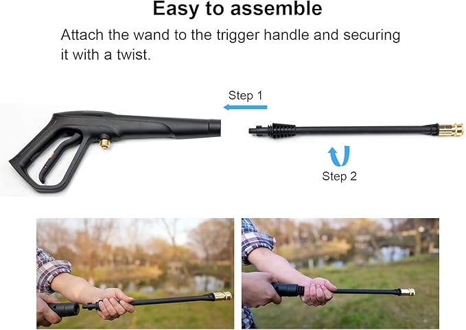 Pressure Washer Gun Set, Max W.P. 2320PSI, B.P. 5000PSI, Replacement for Ryobi Powerstroke Karcher Greenworks, M22-14mm & M22-15mm Fitting, 4 Stainless Steel Nozzle Tips & Holder