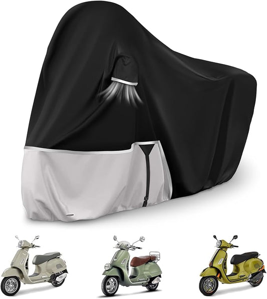 Waterproof Motorcycle Cover Replace for Piaggio Vespa GTV GTS GT60/125/200/250/300 Super Without Trunk Model, 420D Oxford Cloth Motorcycle Cover for Snow Rain Dust Protection