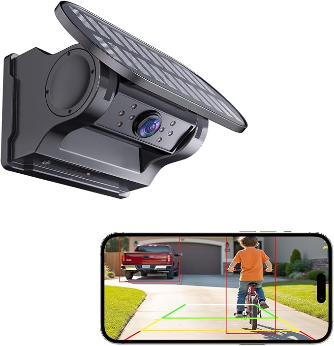 WiFi Magnetic Solar Wireless Backup Camera, 10000mAh Rechargeable 1080P Rear View Camera for Truck RV Trailer Car, DVR Recording Night Vision,Easy Installation