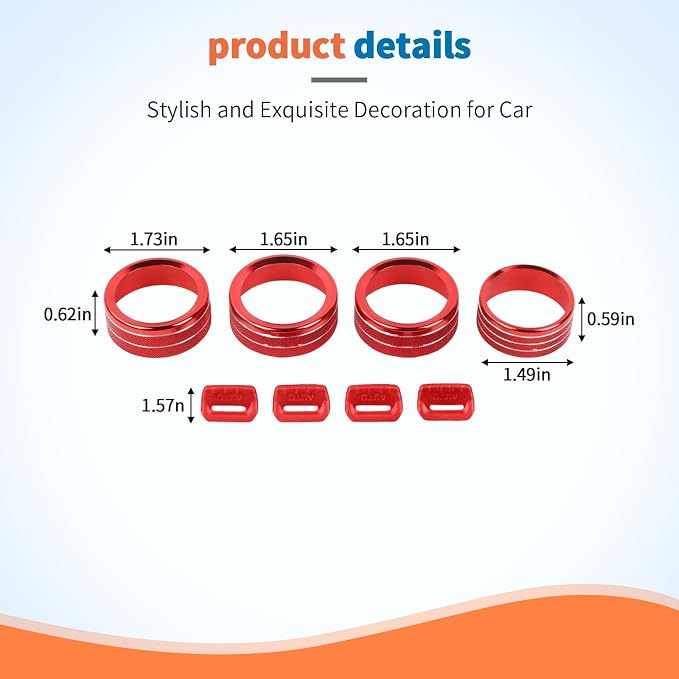 for Jeep Wrangler JL & Gladiator JT Window Switch Button Knob Cover Trim Kit, Red Aluminum Interior Decoration Accessories (2018–2024 2025+)
