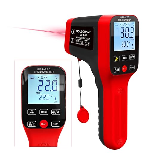 Pyrometer 30:1 Infrared Thermometer-58℉~2912℉, Non-Contact Thermometer, Rechargeable Laser Temperature Gun with LCD Display, Adjustable Emissivity for Grill, Engine, forging (Not for Human)