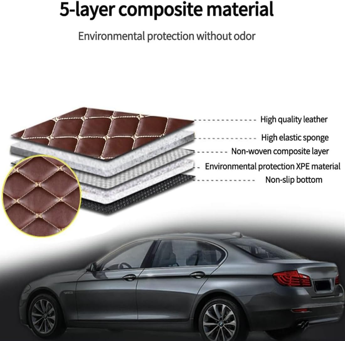 Custom Personalized Floor Mats for Cars，Luxury Full Coverage All Car Floor Mats，Anti-Slip Leather Car Mat Set ，Custom Floor Mats for 99% of Cars, Trucks & SUVs. (Black Yellow)