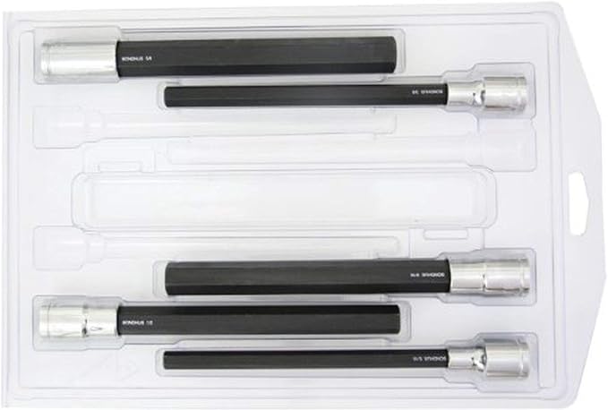 "Bondhus 43645 5/16-5/8"" 6"" ProHold Socket Bits w/Sockets, Set of 5", multi, one size