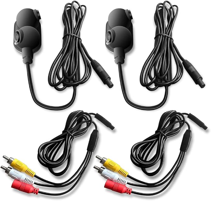 Side Front Rear View Cameras Set Backup Cameras for Truck Car Van Camper with Night Vision and Wide View Angle, Side Mirror Mount, IP68 Waterproof