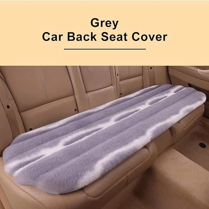 5 Seat Fluffy Faux Rabbit Fur Car Seat Cover for Fuzzy Soft Auto Universal Car Seat Plush Vehicle Seat Protector Pad with Non-Slip Backing, Car Accessories Home and Office Chair
