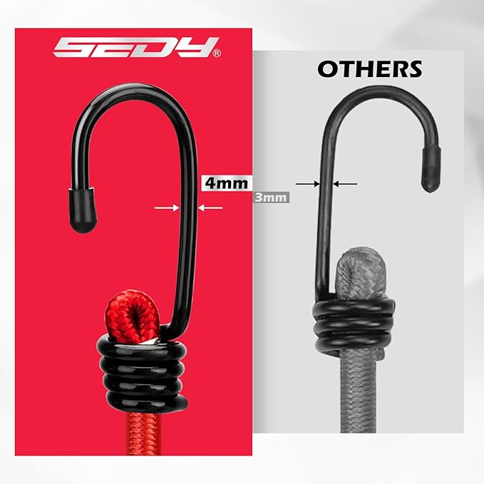 24-Piece Premium Bungee Cords Heavy Duty Outdoor, Bungee Cords with Hooks in a Storage Jar Includes 10", 18", 24", 30", 36", 48" Bungie Cord Bundle Assortment for Camping, Tent, Fastening Items