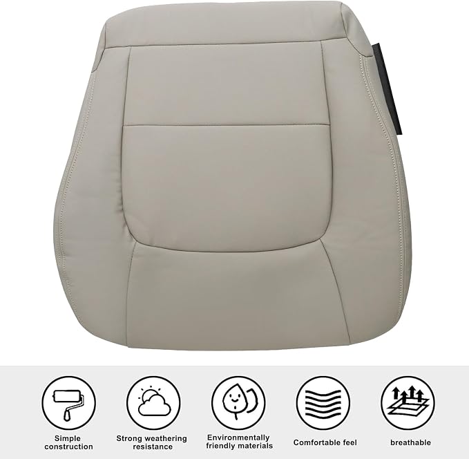 SecosAutoparts Ivory Tan Front Driver side Bottom & Driver side Top Microfiber Leather Replacement Seat Cover Compatible with Lexus LX 470 4x4 AWD 4WD 1998 1999 2000 2001 2002 2003 2004 2005 2006 2007
