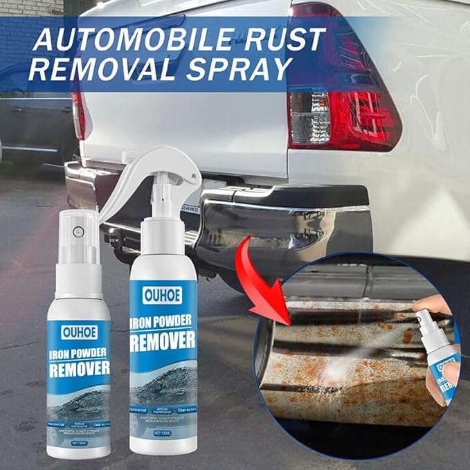 Multi-functional Quick-acting Rust Removal Spray, Upgraded Iron Powder Remover Spray, Portable Car Rust Removal Spray, Fast-Action Rust Eliminator & Metal Care Spray (2PC-Trial Version(30ML))