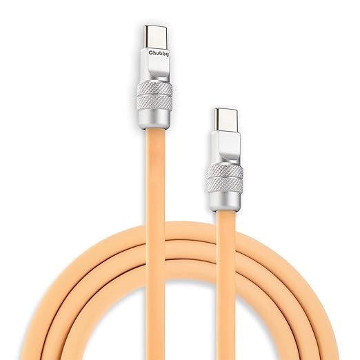 chubbycable Chubby 2.0 USB C 240W Fast Charging Cable Silicone Soft Durable USB C Cable Extra Thick Charger Cord Compatible with iPhone 17-15 Series iPad, Desert, Type-C to Type-C, 8.2FT