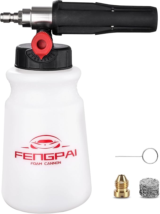 FENG PAI 2PCS Foam Cannon for Pressure Washer with Dual Connector Accessory & 7 Sprayer Nozzles, Dual Lance Soap Cannon, Double Tip Soap Attachment for Foam Blaster, 1/4" Quick Connect
