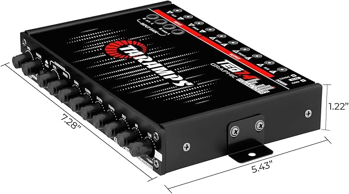 Taramps TEQ 7.4 Stereo 7-band Graphic Equalizer Car Audio Rca Input/Output, Auxiliary Gain, Fader Control 2 Input Channel 3 Output Channel, Blue LED Sound Equalizer