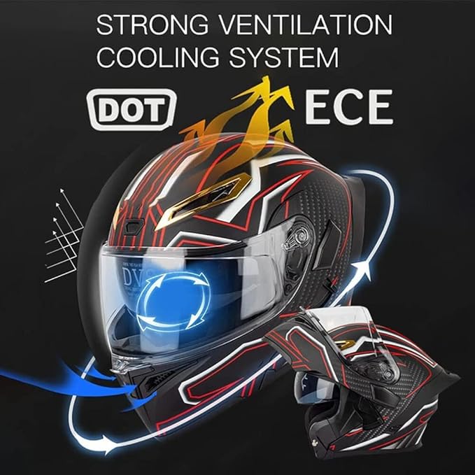 Full Face Motorcycle Bluetooth Helmets DOT Approved for Men Women Adults, Dual Visors Flip up Modular Bluetooth Integrated Motorcycle Helmet